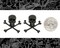 Black Plated Brass Skull and Crossbones Pendants - Set of Two - BB-P25
